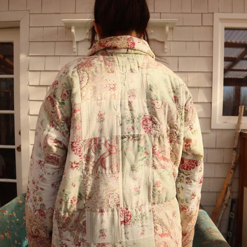 Upcycled Patchwork Quilt Duster Jacket Vintage M • L - Picture 3 of 10